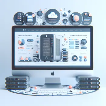 A beautifully designed website shown on a mac computer. White background around the image itself. For advertising a web hosting company.