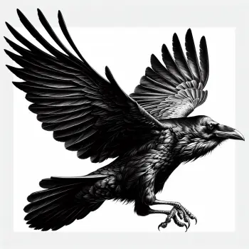 A fast raven on a white background